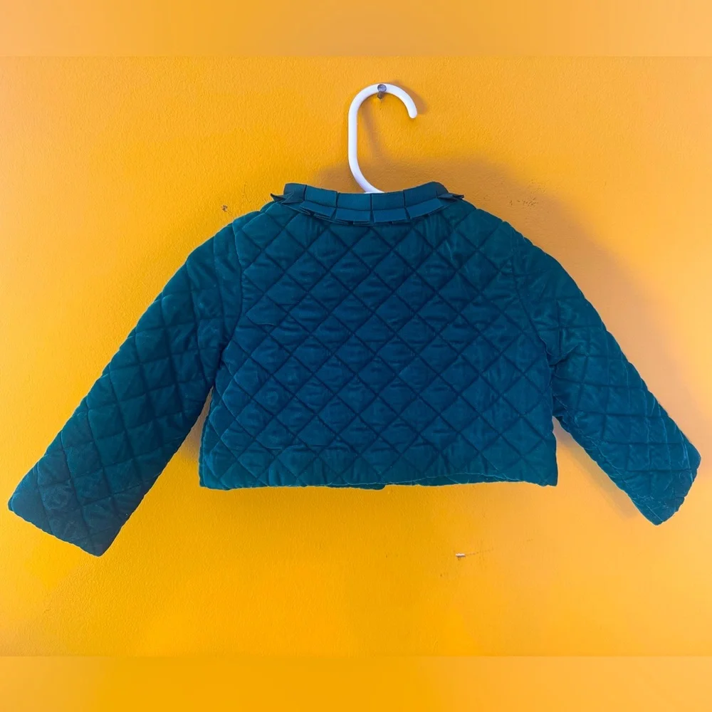 Janie and Jack Hunter Green Velvet Coat 12-18 Months, Like new condition!